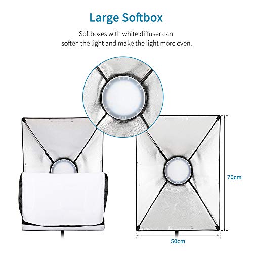 image for Andoer Photography Studio Softbox Lighting Kit Including 3pcs 45W Bi-C