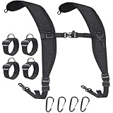 XTACER Multi-Purpose Backpack Straps, Adjustable Rucksack Shoulder Strap for bags strap Replacement Padded Strap Adjustable with Heavy Meta Hooks (Black)