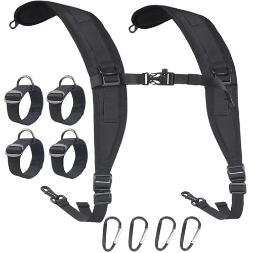 XTACER Multi-Purpose Backpack Straps Adjustable Rucksack Shoulder Strap for bags strap Replacement Padded Strap Adjustable with Heavy Meta Hooks (Black)