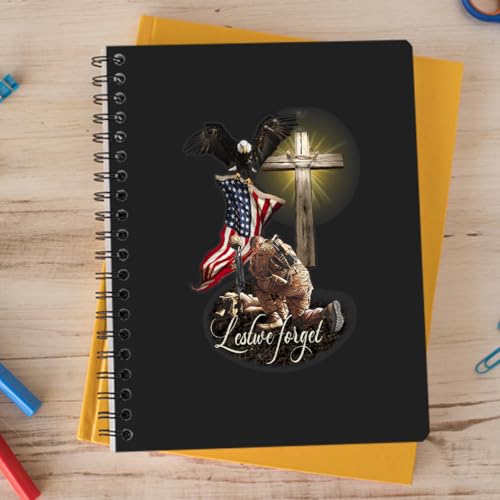 Image of Veteran American Flag with Eagle and Jesus Cross Lost We Forget Car Window Decals, Meaningful Gift for American Veterans, Transparent Car Vinyl Decal Sticker for Car Windows | 6 inch