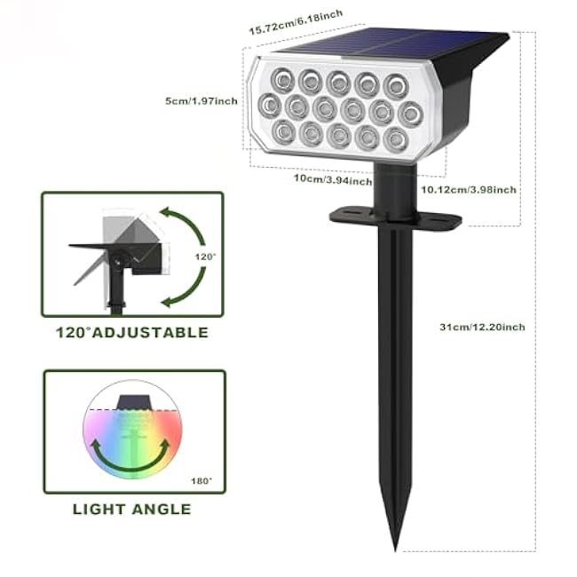 Solar Lights Solar Spot Lights Landscape Spotlights Multicolor 2 Pack