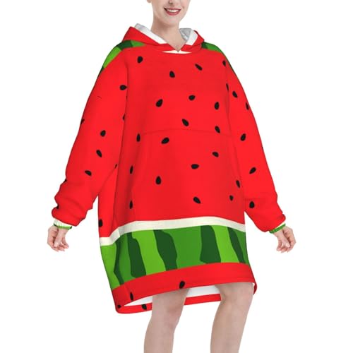 Sweat à capuche couverture pastèque rouge unisexe en flanelle avec poches