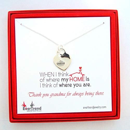 Grandma Heart Sterling Silver Pendant Necklace