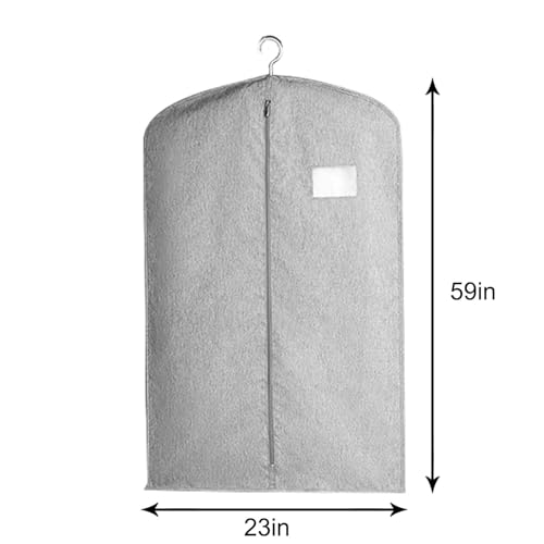 Garment Bags Waterproof Dust-Proof Clothes Cover for Hanging with Zipper for Coats, Jackets, Shirts, Down Jackets(Gray,150x58cm/59x23in)2