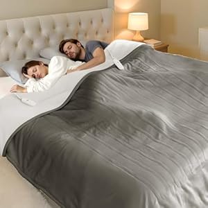 Manta térmica tamaño Queen con doble control – Manta eléctrica con 10 horas de apagado automático, 5 ajustes de calor, protección contra sobrecalentamiento, manta térmica lavable para cama