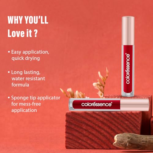 Image of COLORESSENCE Liquid Sindoor, Red, 3ml | Quick Dry | Long Lasting | Waterproof | Sponge Tip Applicator | Highly Pigmented | Easy Application