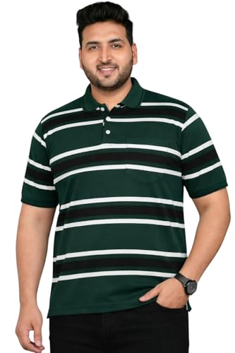 Image of INKKR Plus Size - Men Striped Polo Neck Tshirt