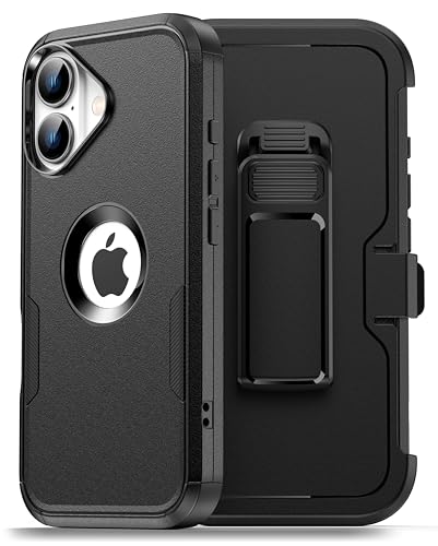HayyaCase for iPhone 17 Case with Belt Clip Holster Compatible with Magsafe Military-Grade Protection 2X Screen Protector Heavy Duty Cover for iPhone 17 Black