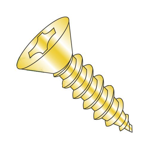 #8 x 1 Type AB Self-Tapping Screws/Phillips/Flat Head/Steel/Zinc Yellow (Carton: 7,000 pcs)