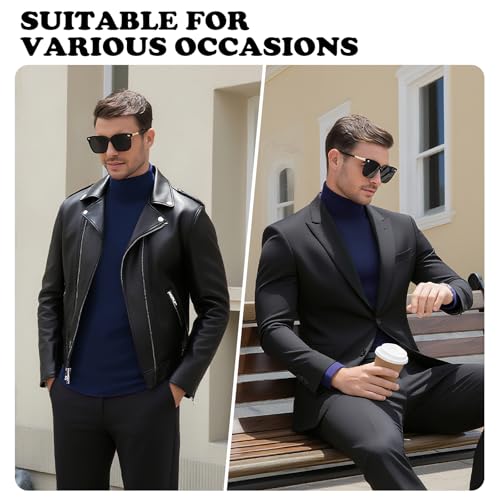 Image of Men's Turtleneck Casual Basic High Neck Long Sleeve T Shirts Half Neck Lightweight Pullover Sweater