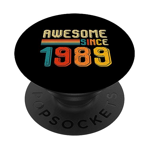 Regalos de cumpleaños para hombres y mujeres, 34 años, vintage, impresionante desde 1989 PopSockets PopGrip Intercambiable