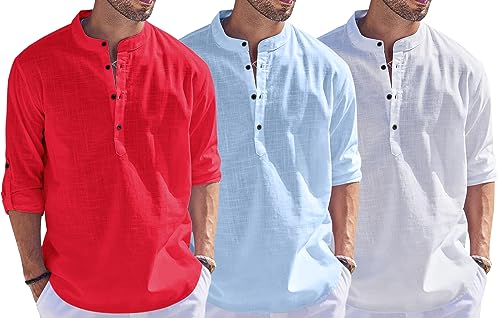 Image of Combo of Men Solid Cotton Blend Straight Kurta Shirt Pack of 3
