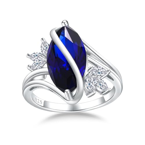 DAYBYDAY Marquise Sapphire Ring Size 7 Sterling Silver Sapphire Rings
