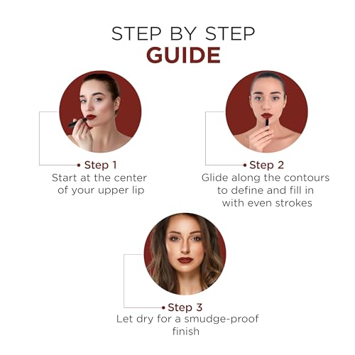 Image of Oshea Colors HD Matte Finish & Highly Pigmented Long Lasting Creamy Lipstick | Lightweight Formula Enriched with Castor Oil, Shea Butter & Jojoba Seed Oil | Free from Paraben - (Cranberrys 02) 1.2g