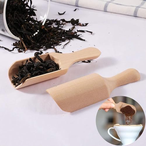 HAOBIN 5 StüCk Klein Teeschaufel Holz Kleine HolzlöFfel KüChe Schaufel Mini HolzlöFfel Mini Holzschaufel GewüRzlöFfel Salz LöFfelchen Holz FüR Kaffee GewüRze Tee KüChenutensilien (Braun A)