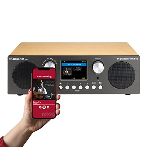 Albrecht DR 882 Digitalradio DAB+/UKW Farbdisplay, 27882, Fernbedienung, Weckfunktion, Stereo Musik und Podcast Streaming, Holzgehäuse in Bambus-Optik – Bild 3
