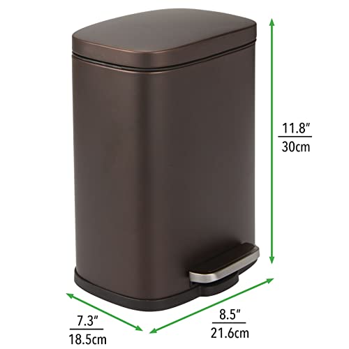 mDesign Bote de Basura Pedal 5 L Acero Inoxidable Bronce miniatura 3