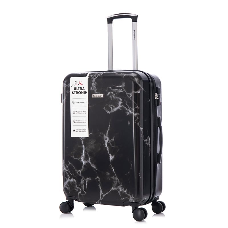 3-piece Luggage Set Hardshell Suitcase Travel Suitcase with PC multifunctional large capacity universal wheels and password lock, easy to carry, 20-24-28 inches (Black)3