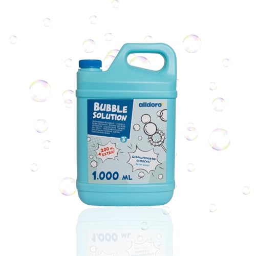 alldoro 60656 Bubble Fun líquido para bolhas de sabão em bidão de 1200 ml, água com sabão como fornecimento XL de 1,2 litros, bidão de substituição para bolhas de sabão de cores e tamanho grande