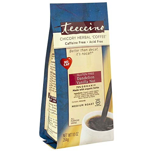 Teeccino Dandelion Herbal Coffee Alternative - Vanilla Nut – Ground Coffee Substitute, Organic