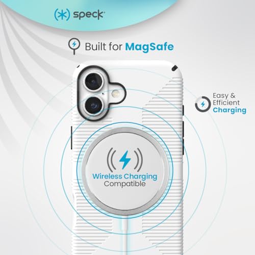 Image of Speck CandyShell Grip Case iPhone 16 - Slim MagSafe Case for Women and Men - White /Black