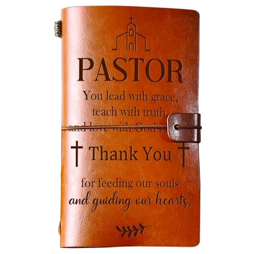 PRSTENLY Pastor Appreciation Gifts Leather Journal, 140 Page Refillable Journal Thank You Retirement Farewell Christmas Birthday Gifts for Pastor Men Women Male Female