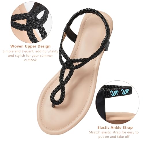 Image of zeetoo Women's Flat Sandals Summer T-StrapThong Bohemian Casual Comfortable Dressy Sandals for Women