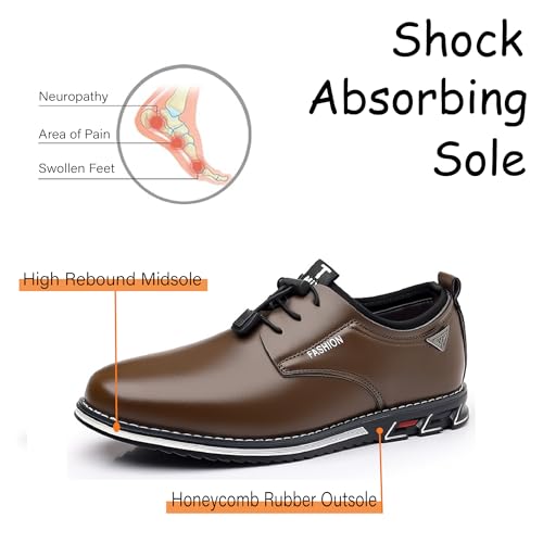 Mens Casual Oxfords Leather Business Office Loafers Comfortable Fashion Lace-up Formal Flat Shoes3