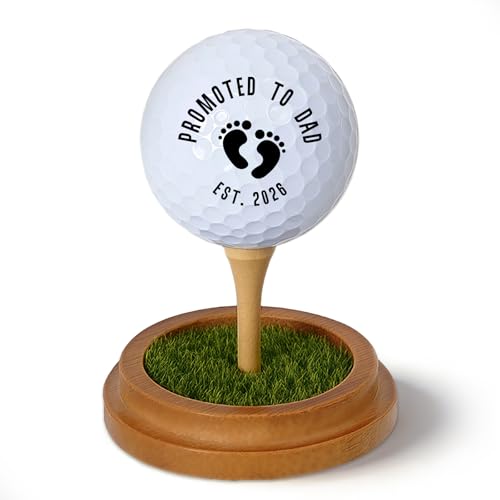 Pregnancy Announcement Gift for New Dad Father Papa Men Golfers, Promoted to Dad Father's Day Golf Ball Golfing Gifts for Dad Men, Golf Ball Display Stand Lifelike Turf Decor Gifts