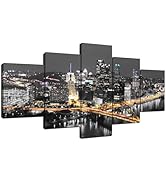 Pennsylvania City Wall Art Pittsburgh Night Wall Decor Picture Canvas Print Poster Painting Frame...