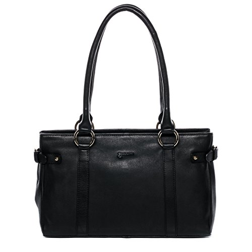 Sac porté épaule femme noir BACCINI en cuir véritable fait à la main