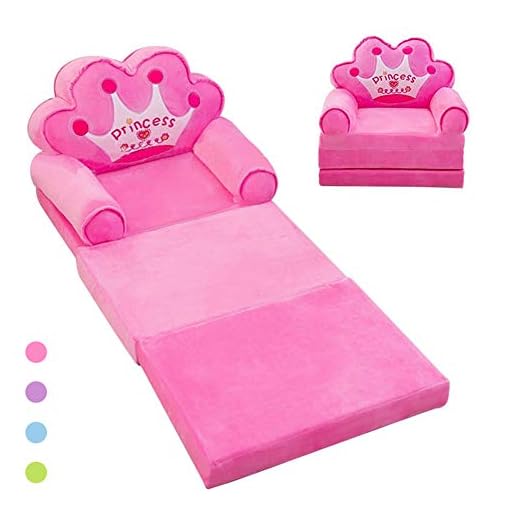 Plush Foldable Kids Sofa Backrest Armchair, 2 in 1 Foldable Children Sofa Cute Cartoon Lazy Sofa Children's Flip Open Sofa Bed for Living Room Bedroom (3 fold - Pink)