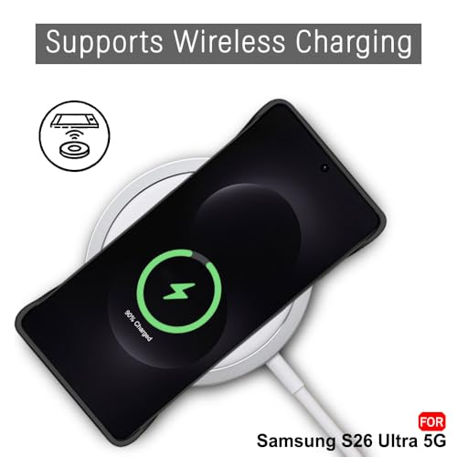Image of TheGiftKart Hybrid Ultimate Slim Back Case Cover for Samsung Galaxy S26 Ultra 5G | Lightweight Profile | Hard Back Cover Case (PC & TPU, Metal Camera Ring, Leather Texture Finish, Black)