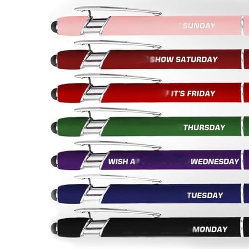 7 Day Pen Set, Funny Stress-Relief Daily Quotes Metal Ballpoint Pen Set, Funny 7 PCS Pens, 7 Piece (Multicolor)