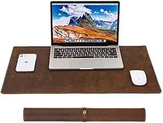 Contact's Laptop Pad Genuine Leather Desk Mat L: 45X90 CM Table Pad Mouse Mat Vintage for Office or Home Coffee (L)