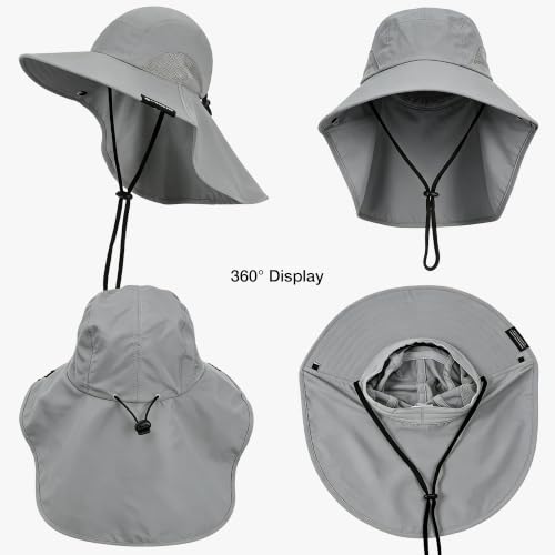 Image of Solaris Sun Hat with Neck Flap, UPF 50 Sun Protection Lightweight Sun Cap for Men Women, Wide Brim Hat for Fishing Hiking