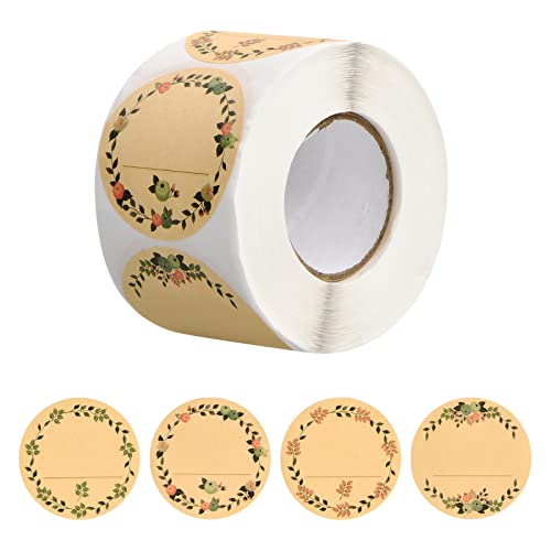 500 Pièces Étiquettes Adhésives Autocollant Papier Kraft, 50 mm D'autocollant Fait à la Main, Autocollants Cadeaux Rondes, Étiquettes à Confiture, Self-Adhesive Label pour Cartes Décor