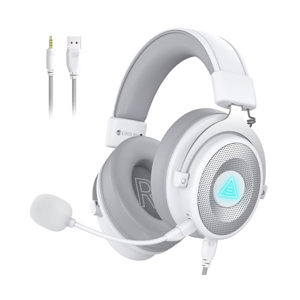 EKSA USB Gaming Headset for PC, Computer Headphones with Detachable Noise Cancelling Microphone, 7.1 Surround Sound, 50MM Driver, Wired Headset with Mic for PS4/PS5, Xbox One, Laptop, Work