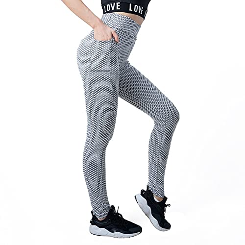 OYZ Leggings de cintura alta sin costuras push up leggins deporte mujeres fitness correr yoga pantalones energía elástico pantalones gimnasio chica medias, gris, L