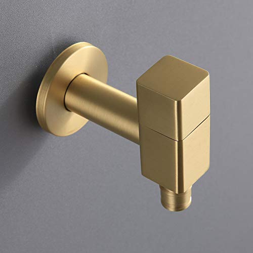 TYKHGFS Grifo de Pared de latón Macizo de Oro Cepillado: Grifo de Entrada de 1/2" y Salida de 3/4" para Lavadora y jardín al Aire Libre (Estilo 2)