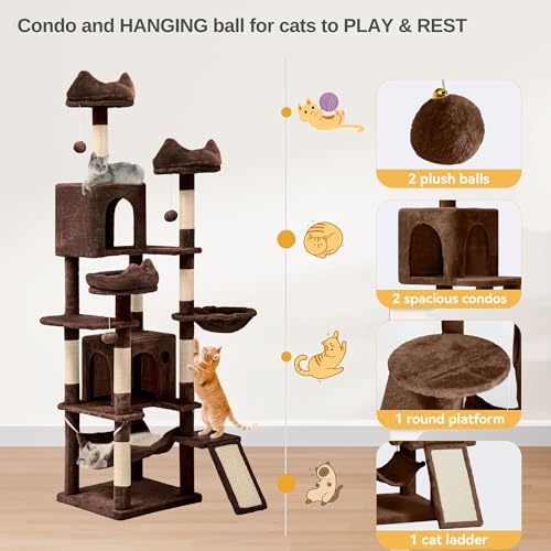 DWVO Torre para Gatos Multi-Nivel 75 in Marrón miniatura 4