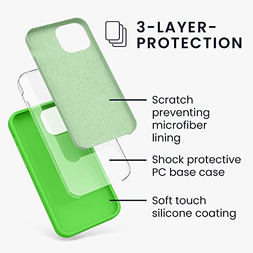 kwmobile Case Compatible with Apple iPhone 13 mini Case - TPU Silicone Phone Cover with Soft Finish - Lime Green - Image 2