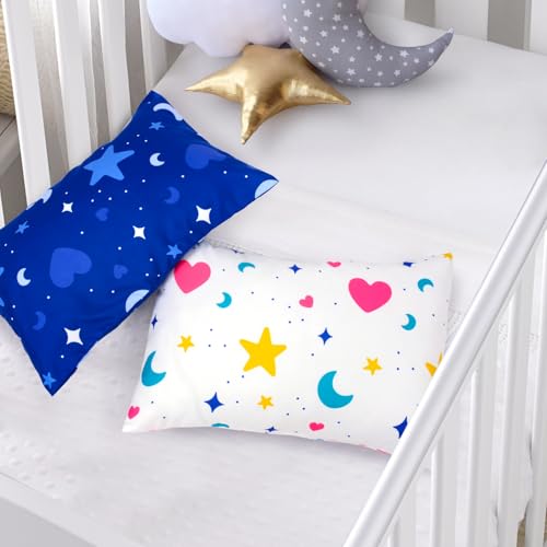 Image of UOMNY Toddler Pillowcases for Girls 13X18 12x16 14x19 Star Baby Pillow Case 2 Pack Small Pillow Covers for Travel Pillow Blue White