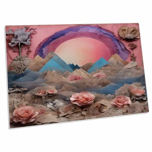 3dRose Pad de Escritorio Montañas Rosadas y Flores