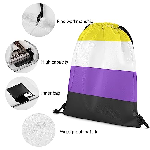 Beach Backpack Compatible with Non Binary Pride Flag for Women Waterproof Yoga String Backpack Adjustable Fashion Gym Bag Drawstring Backpack for Cycling Hiking Training4
