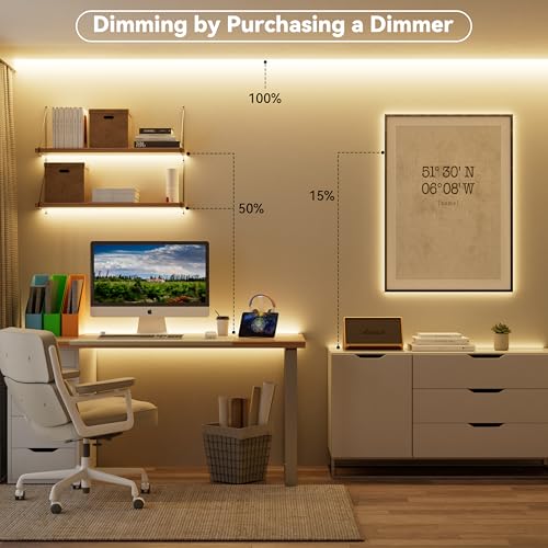 Image of MIWISE COB LED Strip Light,24V 3000K Warm White LED Strip Lights,32.8ft UL-Listed Super Bright Flexible LED Strip,Dotless High Density Cuttable for Cabinet Bedroom DIY Projects(No Adapter&Controller)