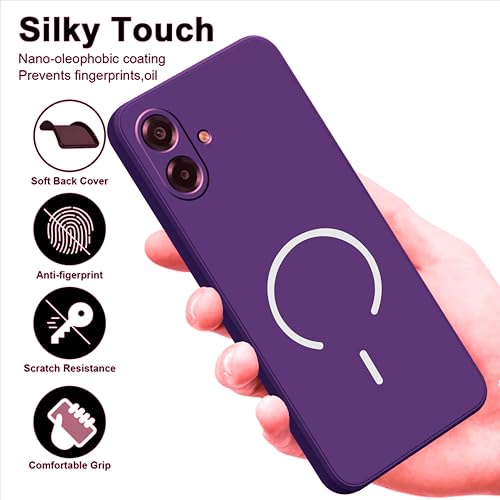 Image of SBMS Silicone Back Cover Case for Samsung Galaxy F70e /M07 /A07 /F07 5G | Soft Micro-Fibre Lining Inside | Magsafe Print On Back Side Camera Protection Bump | Shockproof Case Sam M07 (Purple)