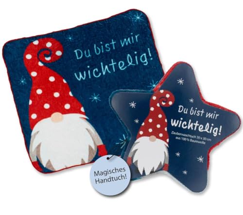 kda Zauberwaschtuch Wunder Waschlappen Wichtel - Zauberhandtuch Magic Towel Handtuch Wiederverwendbar Winter Weihnachten Geschenk Idee