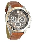 セイコー クロノグラフ メンズ 腕時計 SEIKO Chrnograph mens watch 本革ベルトセット ブラウン 茶 SBTR026LB [並行輸入品]