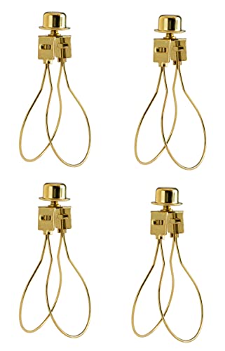 Image of Creative Hobbies Lamp Shade Light Bulb Clip Adapter Clip on with Shade Attaching Finial Top, Gold Color - No Harp Needed | 4 Pack